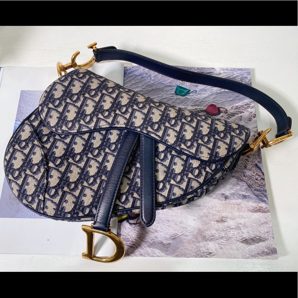 CHRISTIAN DIOR Oblique Saddle Bag Blue